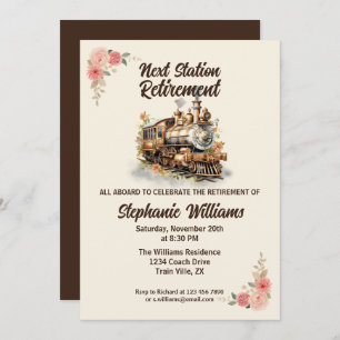Invitation Rolling in Retraite Voyage Vintage Train Party