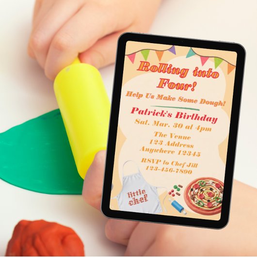 Invitation Rolling into, Pizza Playdoh Birthday