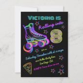 Invitation Rolling Neon Roller Patinage Anniversaire (Devant)