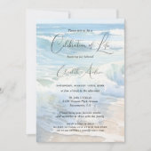Invitation Rolling Waves Beach Script Fête de la vie (Devant)