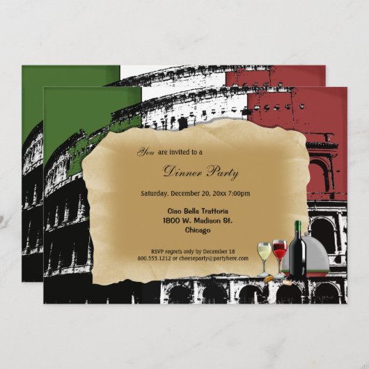 Invitation romain à la mode de dîner de Colisé (Devant / Derrière)