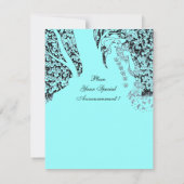 INVITATION ROMANCE / AMANTS ROMANTIQUES BLEU TURQUOISE FÊTE D (Dos)