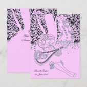 INVITATION ROMANCE / AMANTS ROMANTIQUES FÊTE DE MARIAGE LILAS (Devant / Derrière)