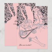 INVITATION ROMANCE / AMANTS ROMANTIQUES MARIAGE BLACK PINK PA (Devant / Derrière)