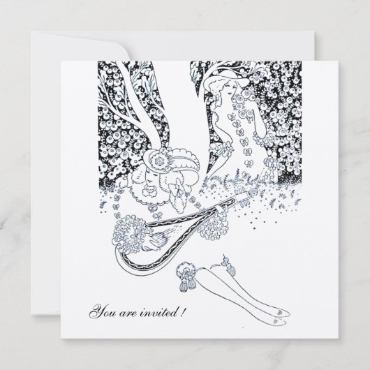INVITATION ROMANCE, AMANTS ROMANTIQUES MARIAGE PARTY NOIR BLA (Devant)