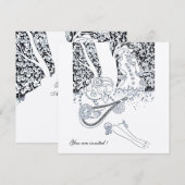 INVITATION ROMANCE, AMANTS ROMANTIQUES MARIAGE PARTY NOIR BLA (Devant / Derrière)