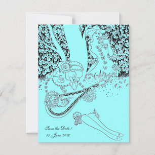 INVITATION ROMANCE / AMOUREUX ROMANTIQUES BLEU TURQUOISE FÊTE