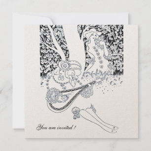 INVITATION ROMANCE, AMOUREUX ROMANTIQUES MARIAGE PARTY NOIR B
