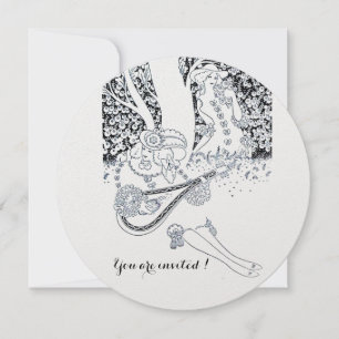INVITATION ROMANCE, AMOUREUX ROMANTIQUES MARIAGE PARTY NOIR B