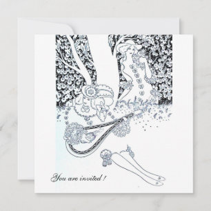 INVITATION ROMANCE, AMOUREUX ROMANTIQUES MARIAGE PARTY NOIR B