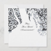 INVITATION ROMANCE, AMOUREUX ROMANTIQUES MARIAGE PARTY NOIR B (Dos)