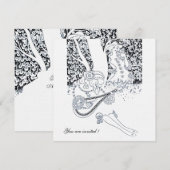 INVITATION ROMANCE, AMOUREUX ROMANTIQUES MARIAGE PARTY NOIR B (Devant / Derrière)