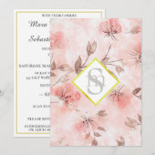 Invitation *~ Romance Blush AR26 Flower LOVE QR RSVP Mariage (Devant / Derrière)