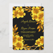 Invitation Romance d'automne faux or jaune floral géométrique (Devant)