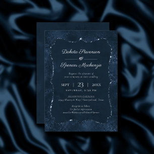 Invitation Romance de la marine de minuit Blue Satiny Grung