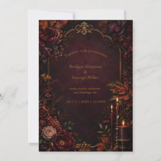 Invitation Romance de mariage gothique automnal de pivoine de