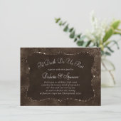 Invitation Romance en bronze de minuit | Satiny Grunge Damask (Debout devant)