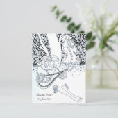 Invitation ROMANCE, ENREGISTRER LA DATE, noir et blanc (Debout devant)