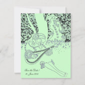 Invitation ROMANCE, ENREGISTRER LA DATE, noir et vert (Devant)