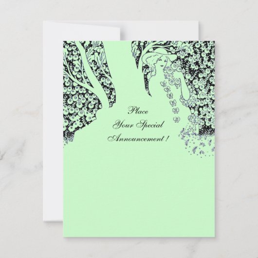 Invitation ROMANCE, ENREGISTRER LA DATE, noir et vert (Dos)