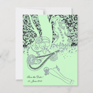 Invitation ROMANCE, ENREGISTRER LA DATE, noir et vert