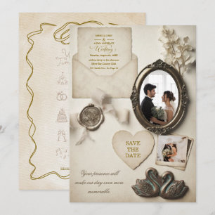 Invitation Romance Fantaisiste et Nostalgique avec Chronologi