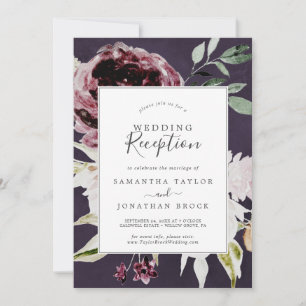 Invitation Romance Floral Réception de Mariage au Plum