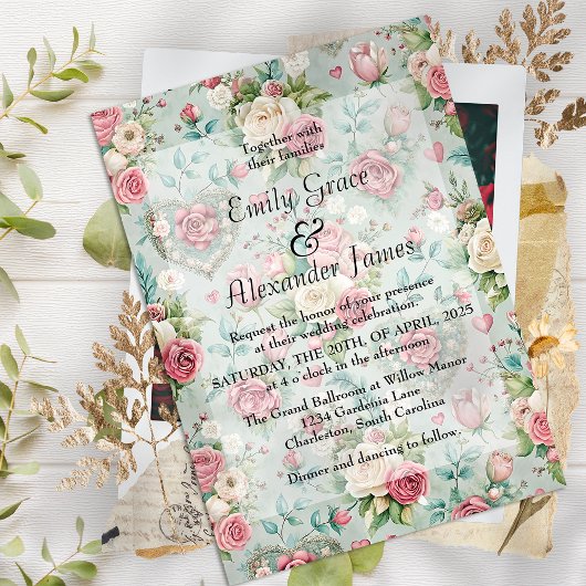 Invitation Romance florale