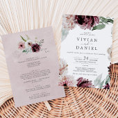 Invitation Romance Florale en un seul Mariage