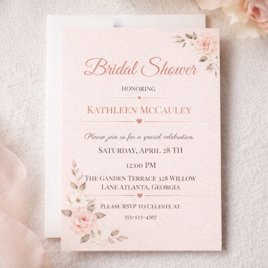 Invitation Romance Florale Rose