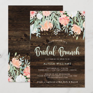 Invitation Romance florale rustique Brunch nuptial