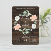 Invitation Romance Florale Rustique Wreath | MARIAGE (Debout devant)