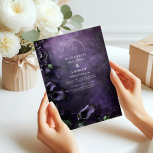 Invitation Romance gothique violet foncé