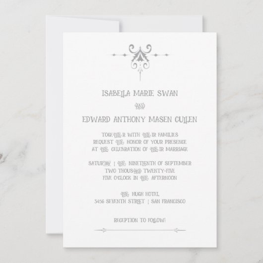 Invitation Romance Lovely Bella et Edward Mariage (Devant)