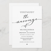 Invitation Romance moderne, Calligraphie noire, Mariage (Devant / Derrière)