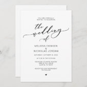 Invitation Romance moderne, Mariage de calligraphie noire (Devant / Derrière)