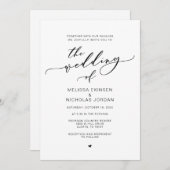 Invitation Romance moderne, Mariage de calligraphie noire (Devant / Derrière)