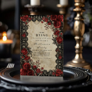 Invitation Romance Noir en Dentelle pour Soirée d'Halloween