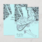 INVITATION ROMANCE /ROMANTIC LOVERS TURQUOISE BLUE WEDDING PA (Devant / Derrière)