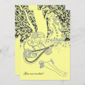 INVITATION ROMANCE /ROMANTIQUE AIMATEURS DE MARIAGE JAUNE NOI (Devant / Derrière)