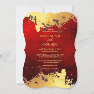 Invitation Romance rouge et or ravissante et élégante