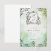 Invitation romance sombre vintage save the date vert  (Devant / Derrière)