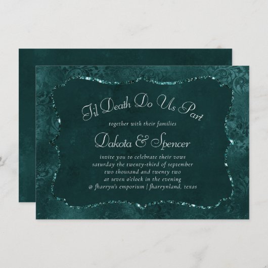 Invitation Romance Turquoise de minuit | Dark Satiny Grunge M (Devant / Derrière)