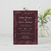 Invitation Romance Vin De Minuit | Dark Satiny Grunge Damask (Debout devant)