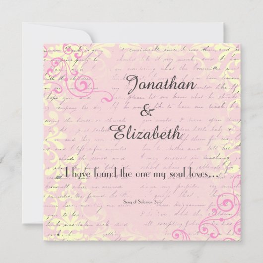 Invitation Romance vintage avec la Bible Verse Mariage (Devant)