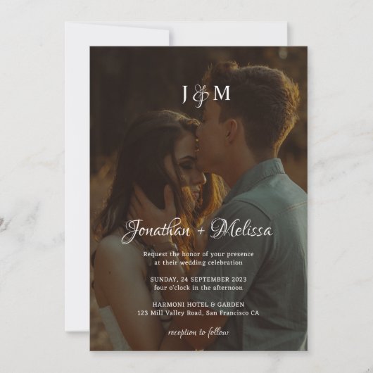 Invitation Romantic 2 Script photo superposition QR Code Mari (Devant)