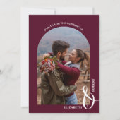 Invitation Romantic Arched Photo Mariage Bourgogne (Devant)
