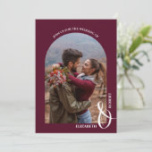 Invitation Romantic Arched Photo Mariage Bourgogne (Debout devant)