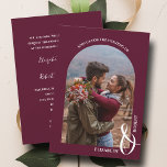 Invitation Romantic Arched Photo Mariage Bourgogne<br><div class="desc">Cette faire-part de mariage bordeaux romantique présente votre photo voûtée sur le devant et les détails de votre cérémonie sur le dos. CORRESPONDANCE d'objets dans notre collection.</div>