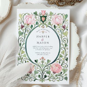 Invitation Romantic Art Nouveau Pink Peony Wedding